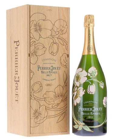 Champagne Belle Epoque 2012 Magnum Perrier Jouet Decorated Wooden Box